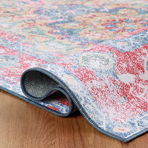 Superior Indoor Large Area Rug, Non-Slip Backing, for Kids or Pets, Entryway, Living Room, Kitchen, Dorm, Bedroom, Hallway, Machine Washable, Floor Cover, Rustic, Tanager Collection, 10' x 14', Red