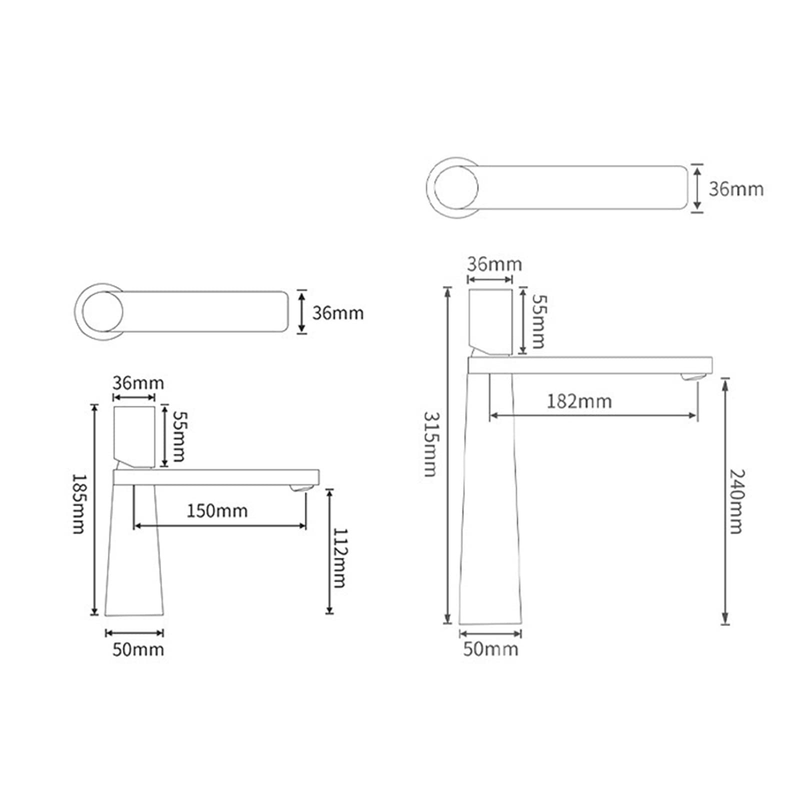 Black Brass Bathroom Basin Sink Faucets Single Hole Handle Hot and Cold Water 360 Degree Rotation Deck Mounted for Bath Kitchen ( Color : WS Short )