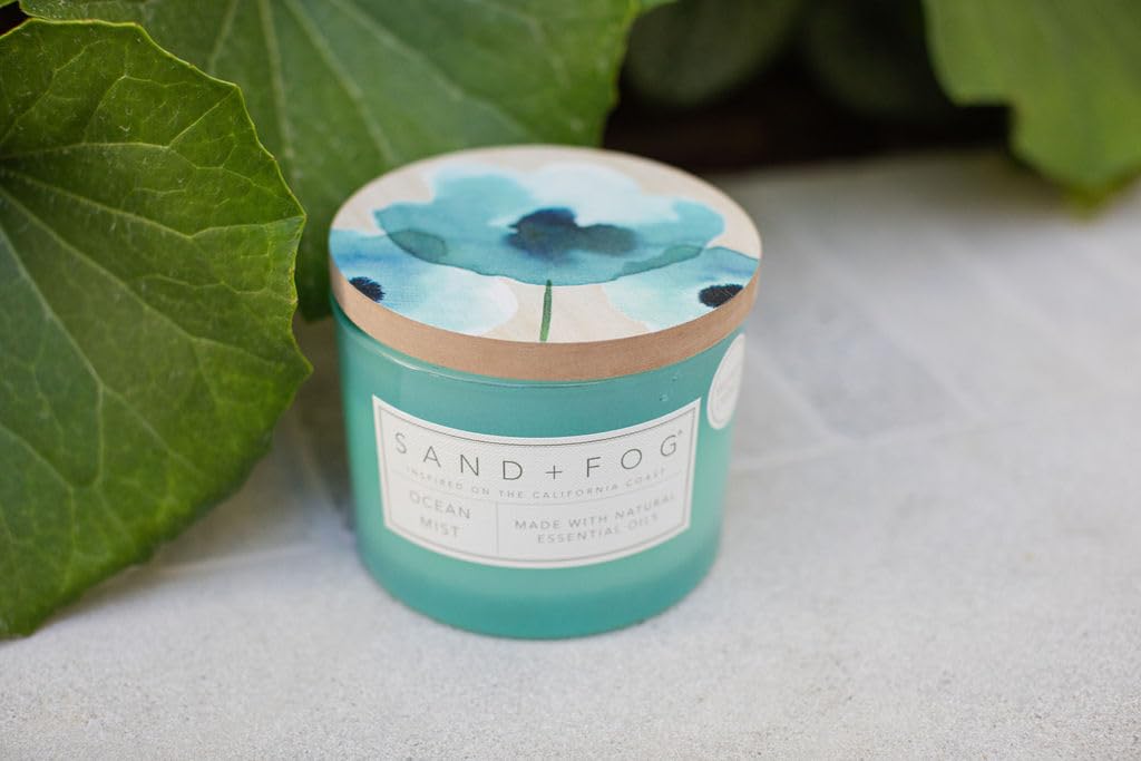 Sand + Fog Scented Candle - Ocean Mist – Additional Scents and Sizes – 100% Cotton Lead-Free Wick - Luxury Air Freshening Jar Candles - Perfect Home Decor – 12oz