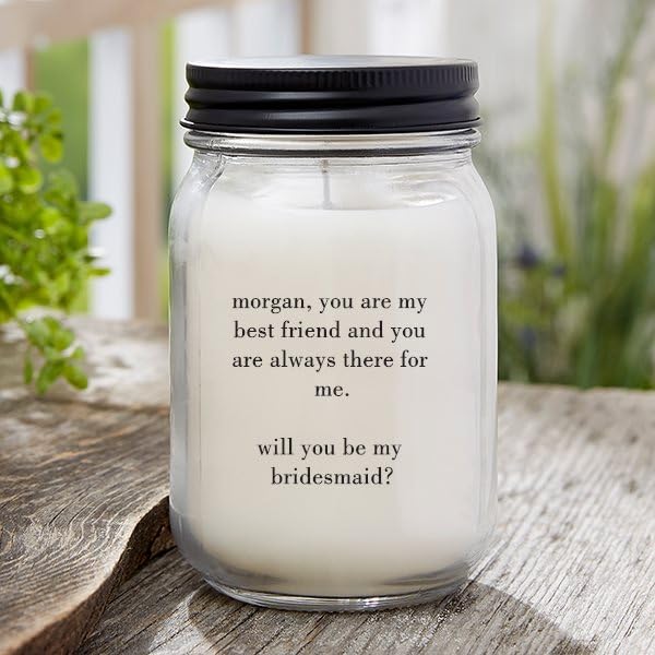 Personalization Universe Birth Month Flower Personalized Farmhouse Candle Jar, Customizable with Name, Date, and Birth Flower, Lakeside Rain Scent, 50-60 Hours Burn Time, Made in USA, for Women