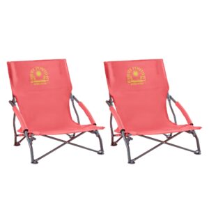 productworks maui and sons comfort sling back bag beach camping picnic chair, 2-pack (coral)