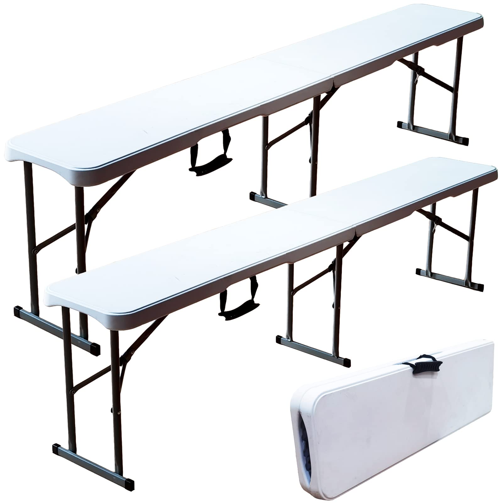 deaciber 2PCS 6ft Folding Benches Heavy Duty for Garden Picnic BBQ Party Camping Dining Seat