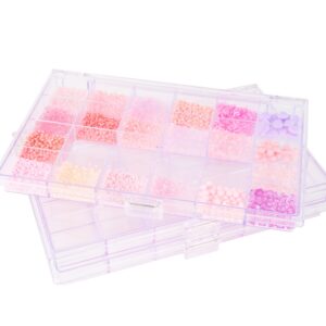 Bead Organizer Conatiner (3 Pack) 21 Grids Diamond Painting Storage Containers, Portable Crafts Organizers and Storage, Clear Compartment Container Storage for Jewelry, Fishing Tackles Glitter or Seed