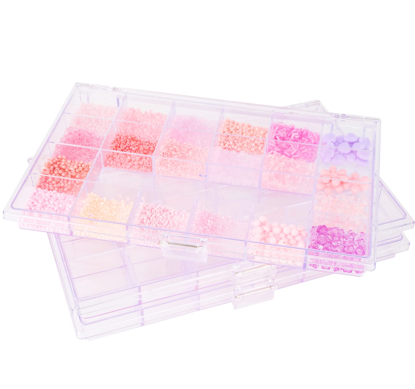 Bead Organizer Conatiner (3 Pack) 21 Grids Diamond Painting Storage Containers, Portable Crafts Organizers and Storage, Clear Compartment Container Storage for Jewelry, Fishing Tackles Glitter or Seed