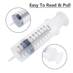 AKOLAFE 2 Sets of 500ml Syringe with 51.2 Inch Tube, Needle, Adapter, Plastic Syringe with Needle, Large Syringe for Liquid, Resin, Oil, Draining, Refilling, Dispensing, Measuring, Feeding