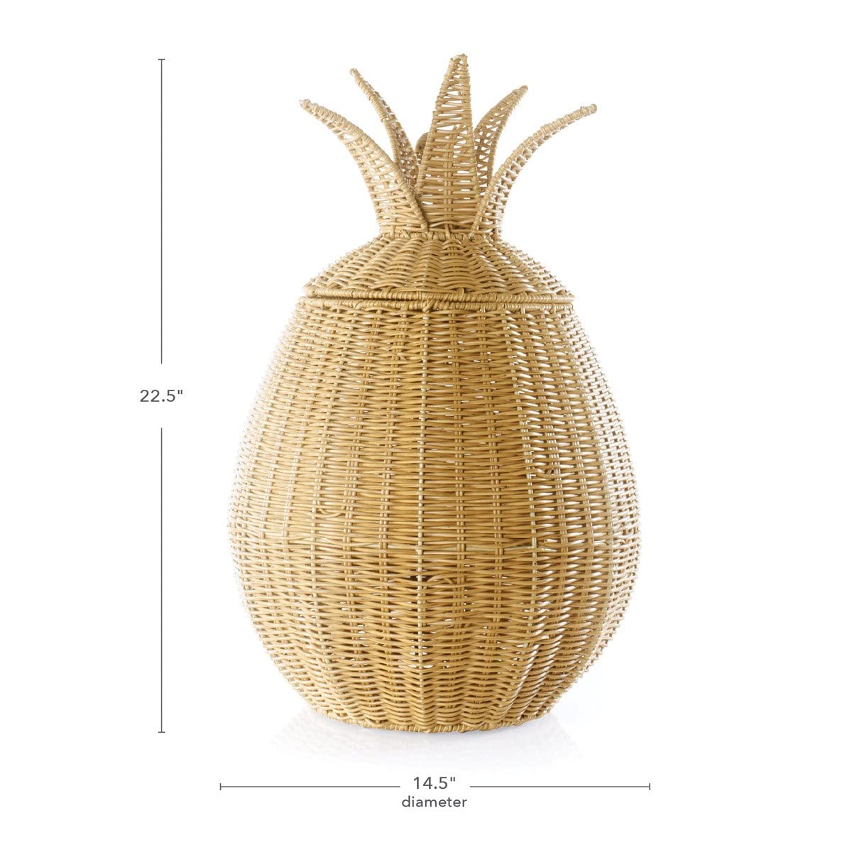 Kaplan Early Learning Pineapple Washable Wicker Floor Basket | Home Decor Organizer | Rattan Woven Fruit-Shaped Storage Bin