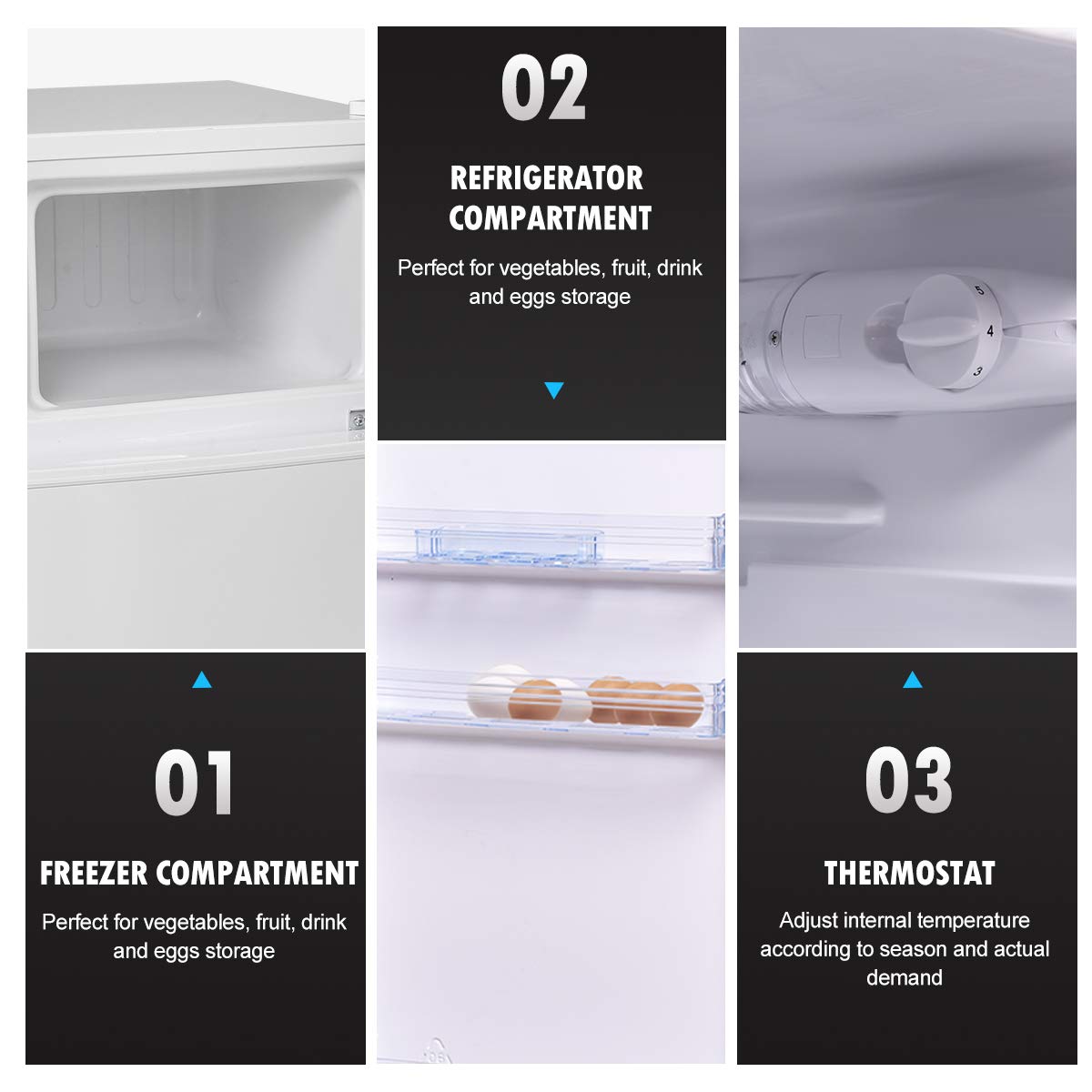 KOTEK Mini Fridge with Freezer, 3.4 Cu.Ft Compact Refrigerator/Freezer Cooler w/ 7 Settings Temperature Adjustable, Small Refrigerator with 2 Doors for Bedroom/Dorm/Apartment/Office (White)