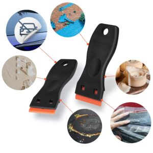 Ainiv Plastic Razor Blade Scrapers, Scraper Tool with 20PCS Blades, Multi-funtional Cleaning Razor Scraper for Removing Stickers, Labels, Caulk, Adhesive, Paint Removal-Black&Orange