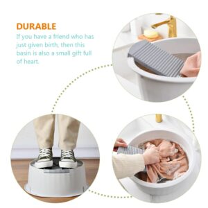 Gadpiparty Washboard Basin for Hand Washing Clothes 1 Set Plastic Non-Slip Washtub with Integrated Washboard for Home Small Delicate Articles Hand Washing Clothes, Grey