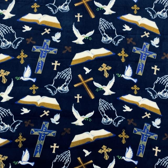 Pico Textiles 10 Yards Bolt - Christian Prayer Bible Fleece Fabric - Sold by The Bolt - Print Fleece Fabric - Inspirational Religious Fabric - Ideal for Sewing Projects, Scarves, No Sew Fleece Throws