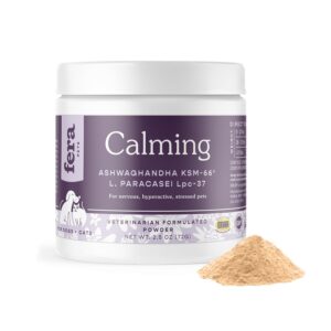 fera pet organics calming supplement for dogs & cats - vet created - gaba & ashwagandha supplements help cat & dog stress or hyperactivity -60 scoops