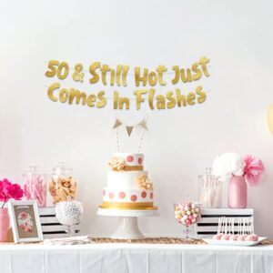 50th Birthday Gold Glitter Banner - Happy 50th Birthday Party Decorations