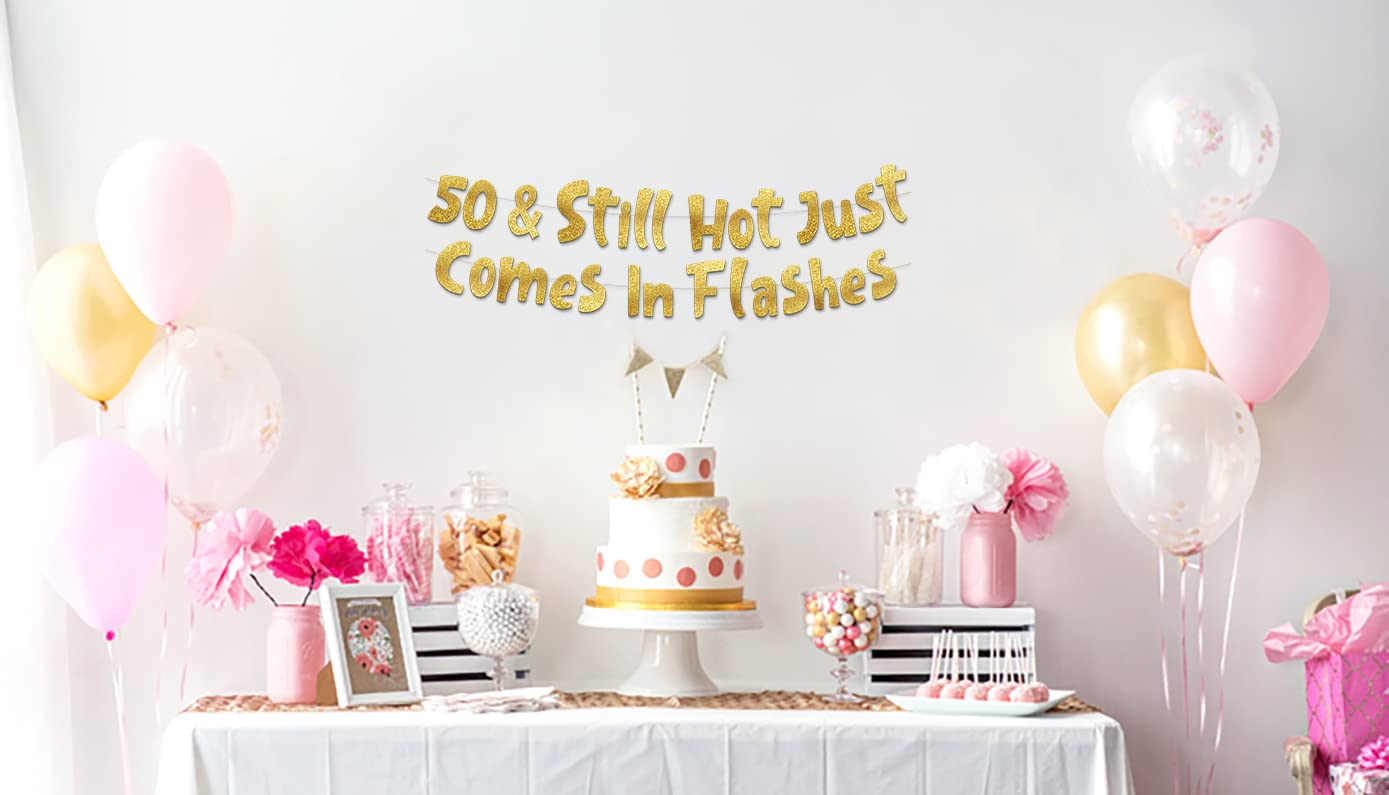 50th Birthday Gold Glitter Banner - Happy 50th Birthday Party Decorations