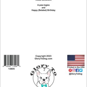 Glory To Dog Doggone It! I Furgot Your Birthday Belated Birthday Card (featuring an adorable Jack Russell Terrier puppy) with Greeting Card Mailing Envelope