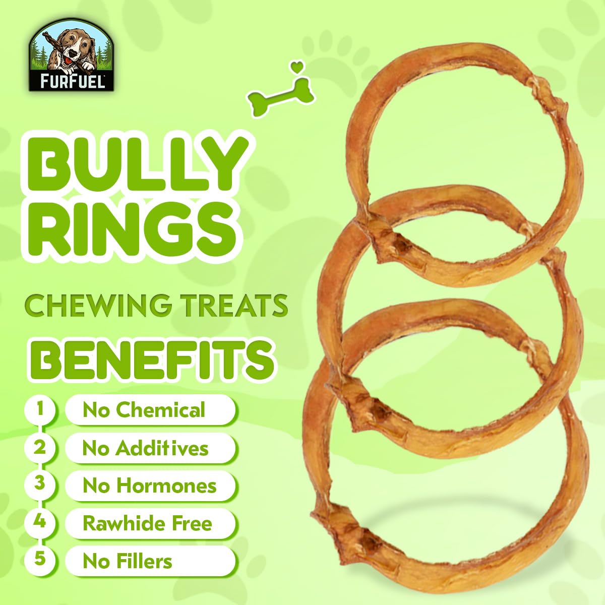 FURFUEL 4 Inch Durable Bully Rings for Dogs, (6 Count) Ideal Teething Ring Chew Treats, Perfect for Teething Relief, Engaging Play Chew Toys, Ideal Chewing Treats for Dogs Teeth