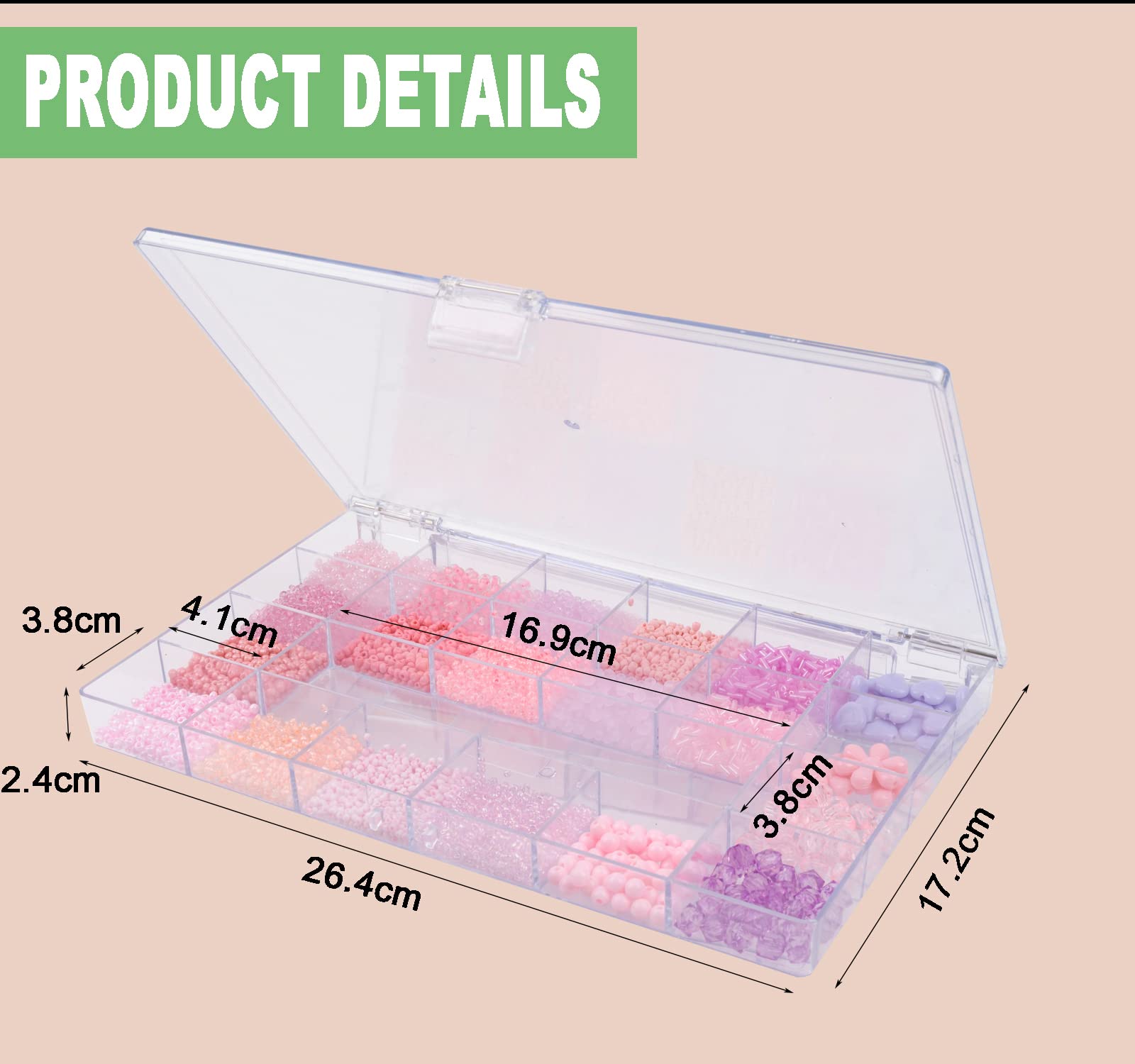 Bead Organizer Conatiner (3 Pack) 21 Grids Diamond Painting Storage Containers, Portable Crafts Organizers and Storage, Clear Compartment Container Storage for Jewelry, Fishing Tackles Glitter or Seed