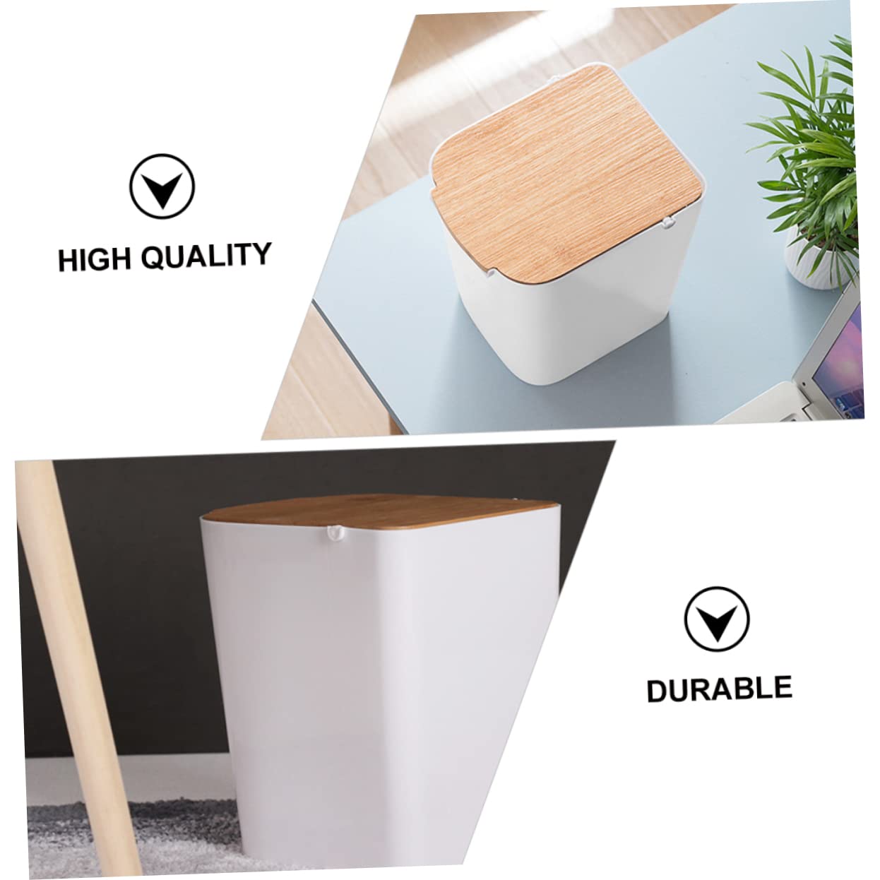 CIYODO 1Pc Modern Plastic Trash Can with Lid Press Type Garbage Bin for Kitchen Bathroom Office Slim Design Waste Storage Container