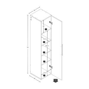 Prepac HangUps Narrow Wall Mounted Garage Storage Cabinet, Tall Storage Organizer Cabinet, 15" W x 72" H x 16" D, Light Gray