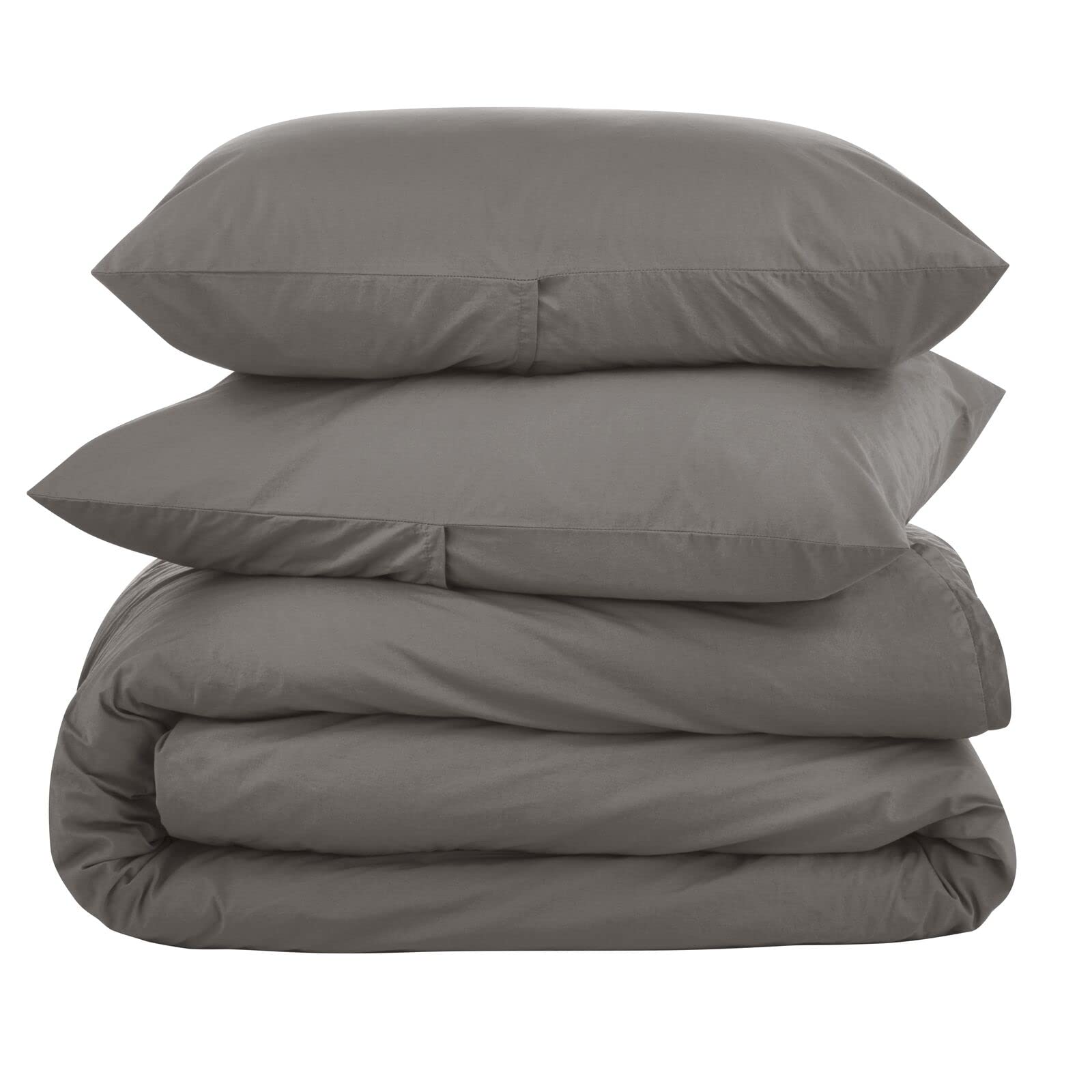 Nate Home by Nate Berkus 200TC 3-Piece Cotton Percale Duvet Cover | Crisp, Cool, Breathable Bedding Set from mDesign - King Size - 1 Duvet Cover/2 Pillow Shams, Charcoal (Dark Gray)