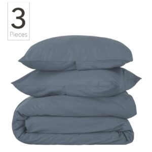 Nate Home by Nate Berkus 300TC 3-Piece Luxe Cotton Sateen Duvet Cover | Ultra Soft, Cool, Bedding Set from mDesign - Full/Queen Size - 1 Duvet Cover/2 Pillow Shams, Whale (Navy Blue)