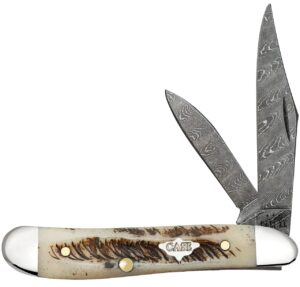 case xx knives peanut 77467 damascus vintage bone 1/1400 pocket knife