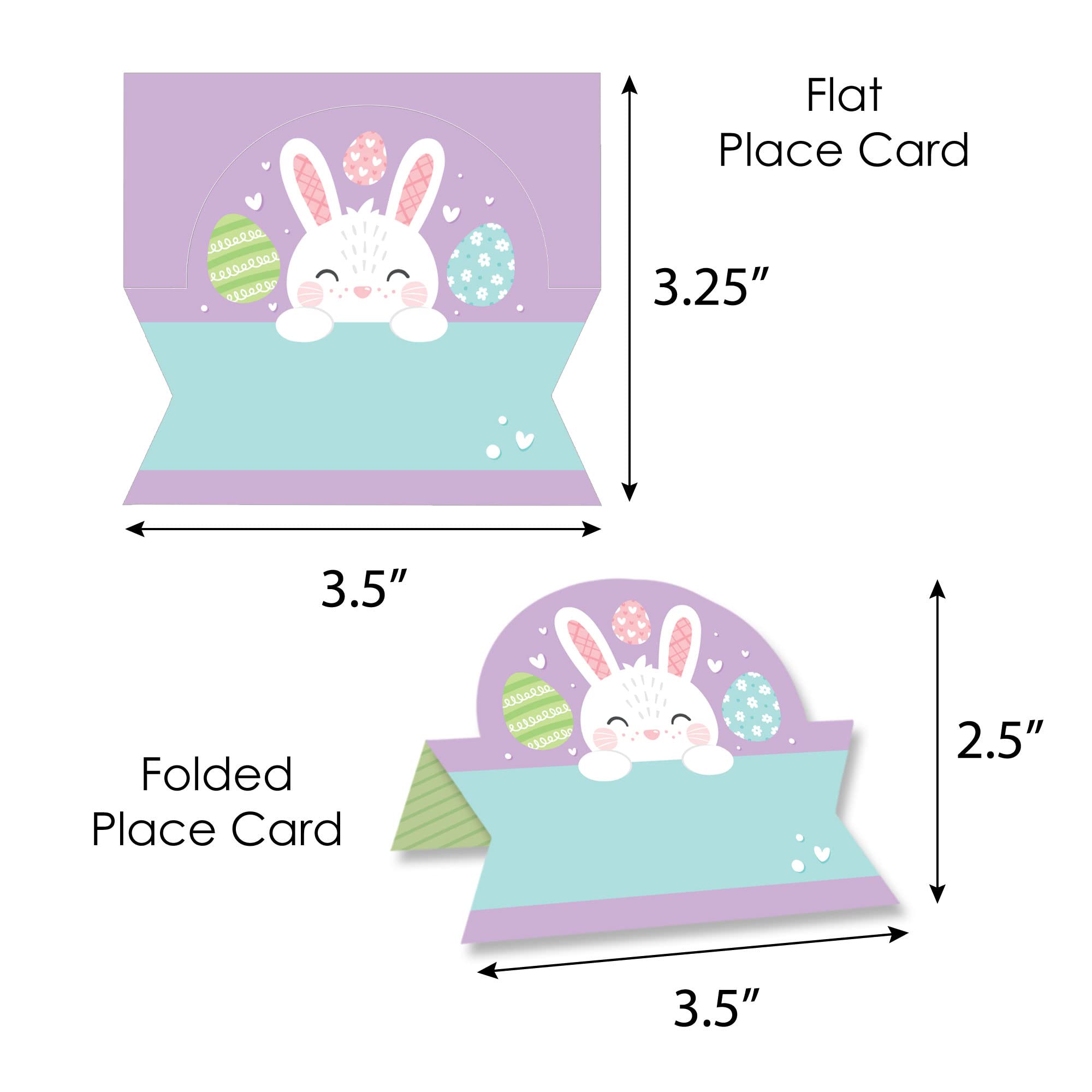 Big Dot of Happiness Spring Easter Bunny - Happy Easter Party Tent Buffet Card - Table Setting Name Place Cards - Set of 24