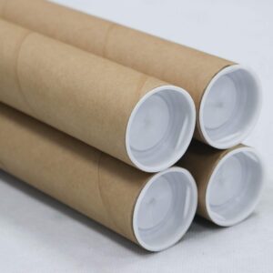 MagicWater Supply Mailing Tube - 1.5 in x 9 in - Kraft - 4 Pack - for Shipping and Storage of Posters, Arts, Crafts, and Documents