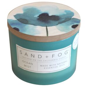 sand + fog scented candle - ocean mist – additional scents and sizes – 100% cotton lead-free wick - luxury air freshening jar candles - perfect home decor – 12oz