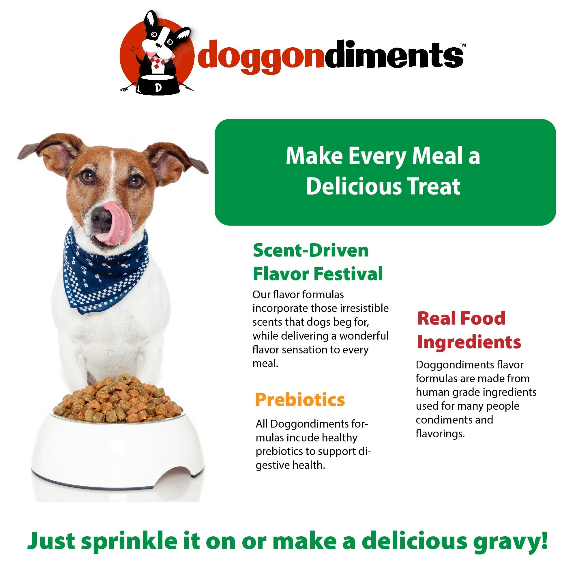 Doggondiments Southern Fried Chicken Flavor Dog Food Topper, Fun People Food Flavors, Powder, Dog Condiments for Meals, Dog Food Toppers for Dogs for Small & Large Breeds,