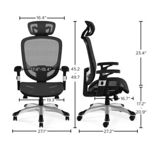 Union & Scale Flexfit Hyken Mesh Task Chair, Charcoal Gray, 2/Pack (UN59464V-CCVS)