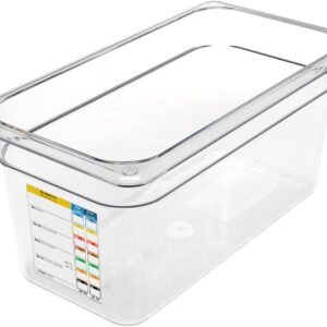 Carlisle FoodService Products Storplus Permalabel Food Storage Container Food Pan with Integrated Label for Kitchen and Restaurant, Polycarbonate, 1/3 Size 6 Inches Deep, Clear - (Pack of 6)