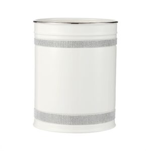 motifeur bathroom wastebasket - ceramic decorative trash can (rhinestones, white)