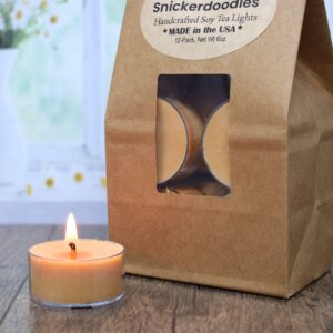 Snickerdoodles Scented - 12 Pack - Scented Tealight Candles - Soy Beeswax Blend - Handmade in The USA - Candeo Candle - Food Scents