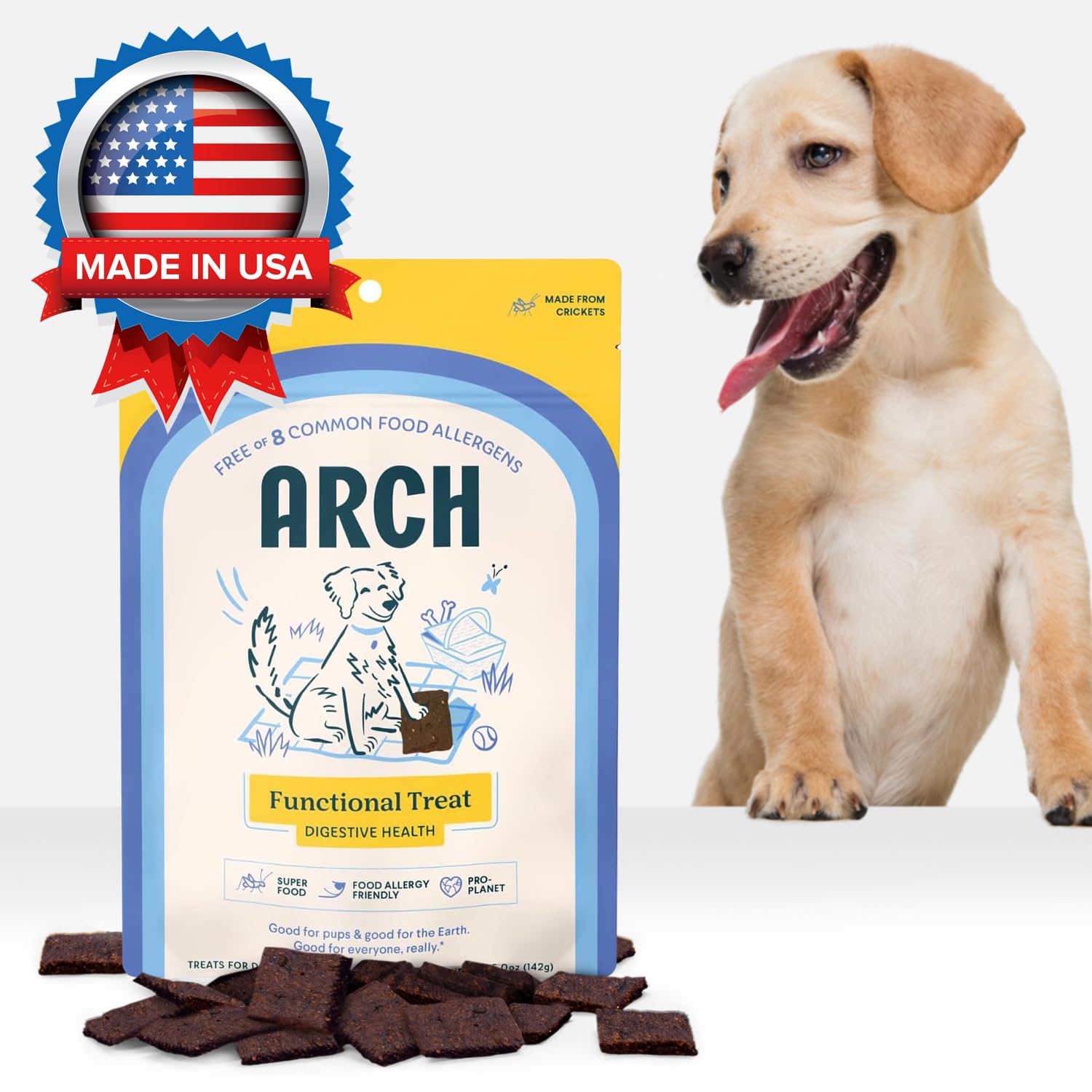 Arch Digestive Health Dog Treats | Prebiotic/Probiotic, Hypoallergenic, Made in The USA, Gluten-Free, Eco-Friendly | High Protein, Natural High Value | Gut and Stomach Relief and Support