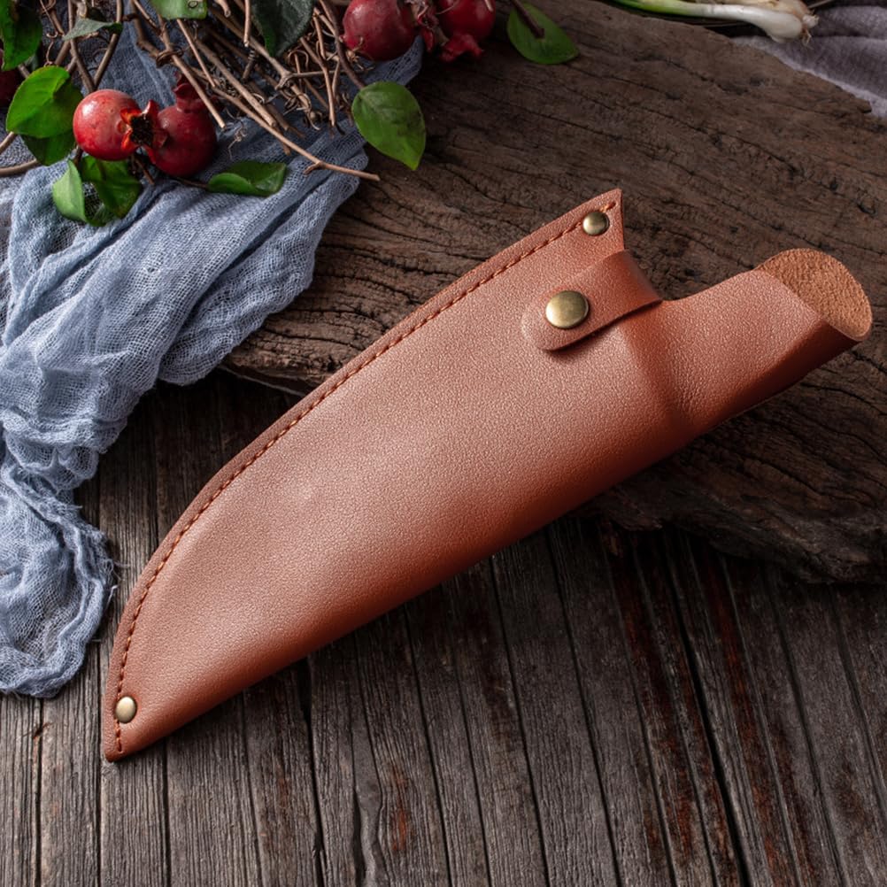 Luxshiny Leather Cover For 5 Inch Boning Knives, 2Pcs Edge Guards Blade Protector Cleaver Chef Knives Cover with Belt Loop