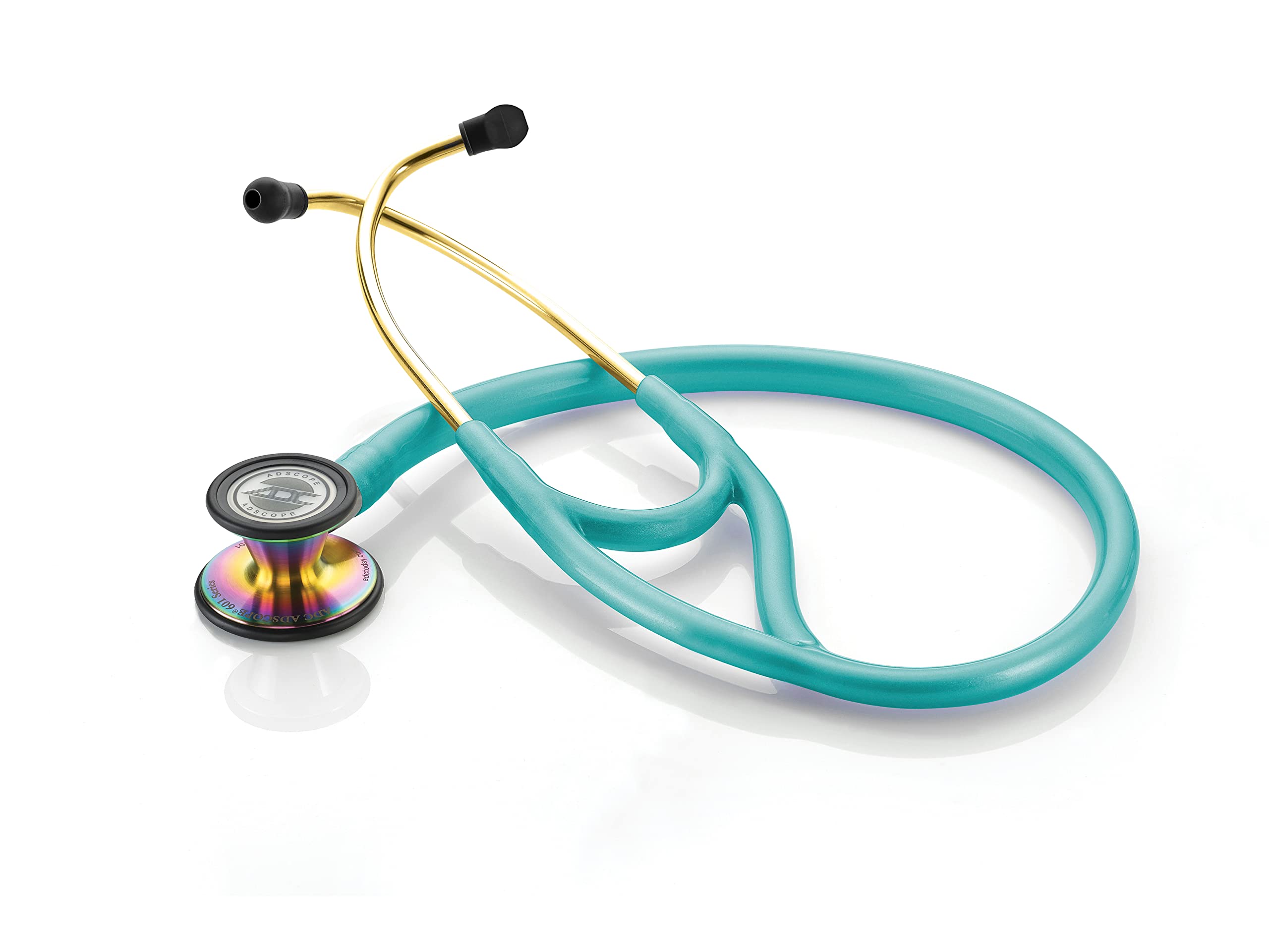 ADC Adscope 601 Convertible Cardiology Stethoscope with Tunable AFD Technology, For Adult and Pediatric Patients, Iridescent Metallic Caribbean