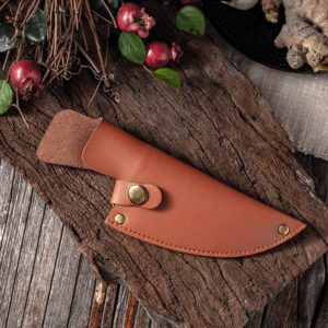 Luxshiny Leather Cover For 5 Inch Boning Knives, 2Pcs Edge Guards Blade Protector Cleaver Chef Knives Cover with Belt Loop