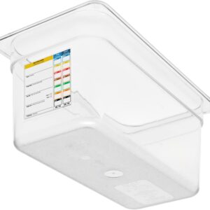 Carlisle FoodService Products Storplus Permalabel Food Storage Container Food Pan with Integrated Label for Kitchen and Restaurant, Polycarbonate, 1/3 Size 6 Inches Deep, Clear - (Pack of 6)