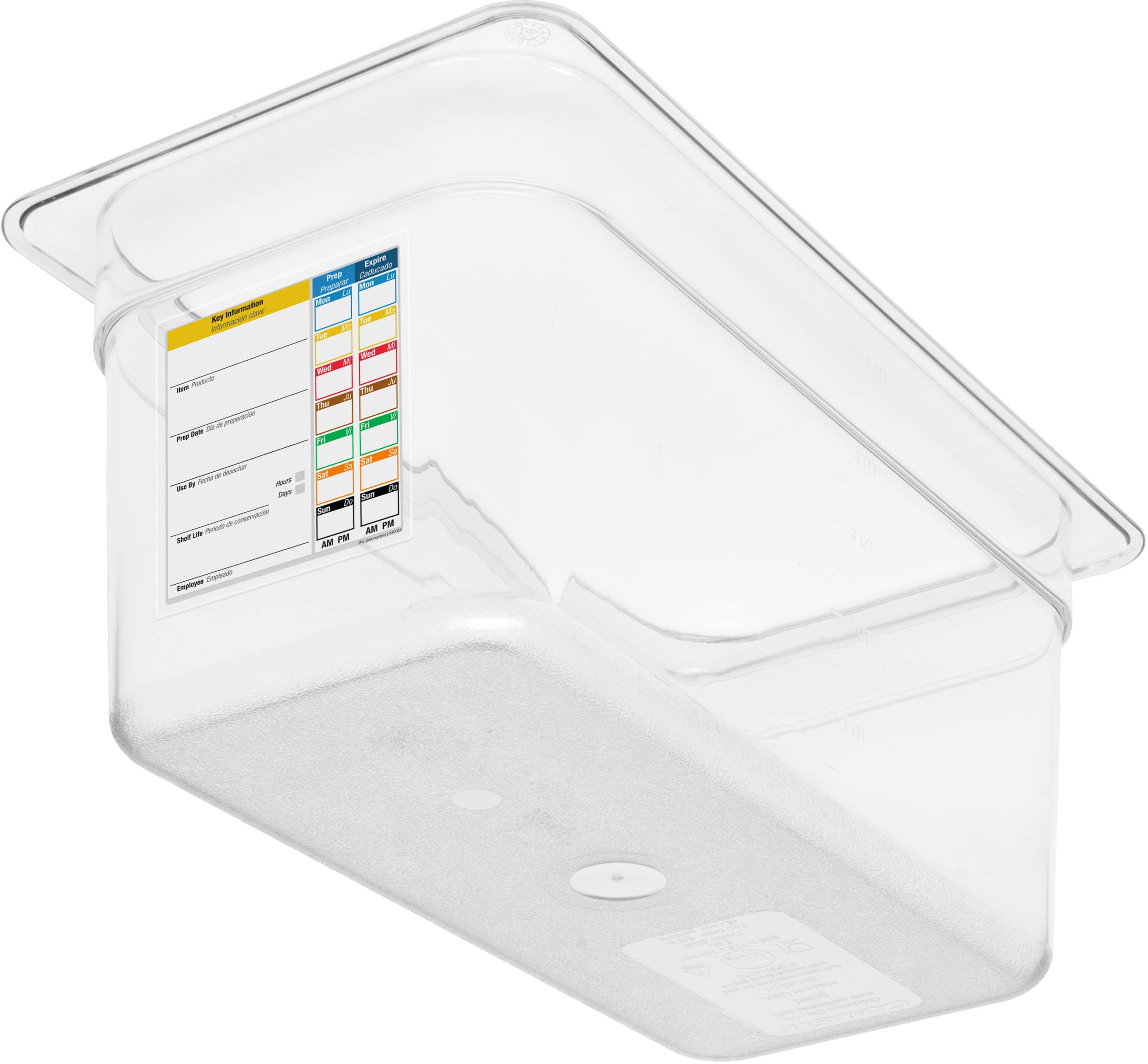 Carlisle FoodService Products Storplus Permalabel Food Storage Container Food Pan with Integrated Label for Kitchen and Restaurant, Polycarbonate, 1/3 Size 6 Inches Deep, Clear - (Pack of 6)