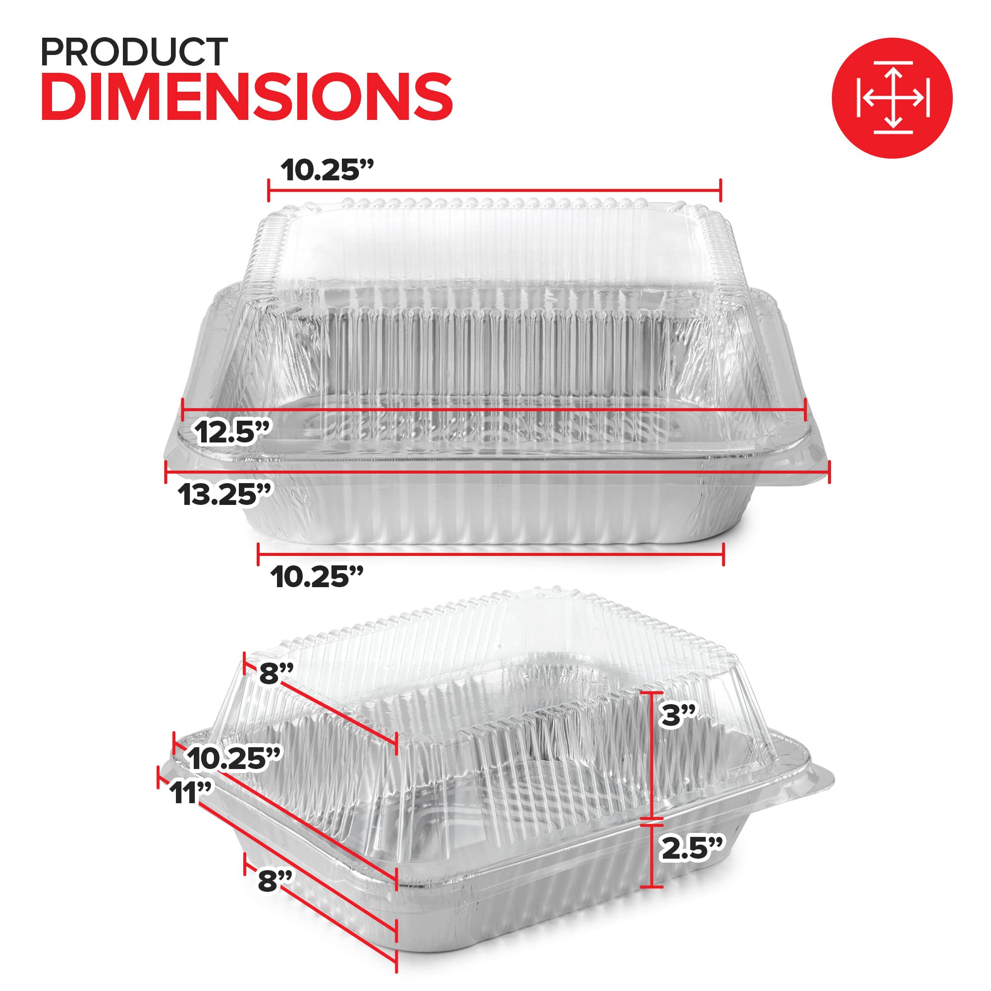 Stock Your Home 9x13 Disposable Baking Pan with Lid (10 Pack) Heavy Duty Aluminum Cake Pans with Lids, Clear Plastic Cover, Food Container for Lasagna, Casserole, Brownie, Rectangular Sheet Tray