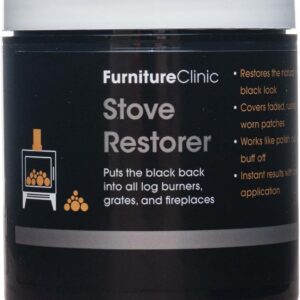 Furniture Clinic Stove Restorer | Matte Black High Heat Paint | Restores and Protects Cast Iron | For use on Log Burners, Grates, & Fireplaces | 8.5oz / 250ml