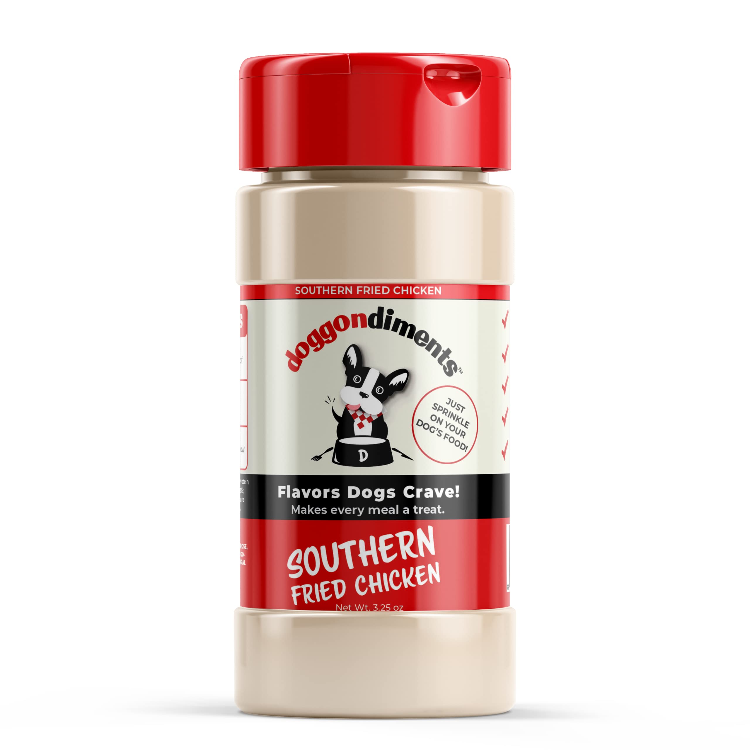 Doggondiments Southern Fried Chicken Flavor Dog Food Topper, Fun People Food Flavors, Powder, Dog Condiments for Meals, Dog Food Toppers for Dogs for Small & Large Breeds,