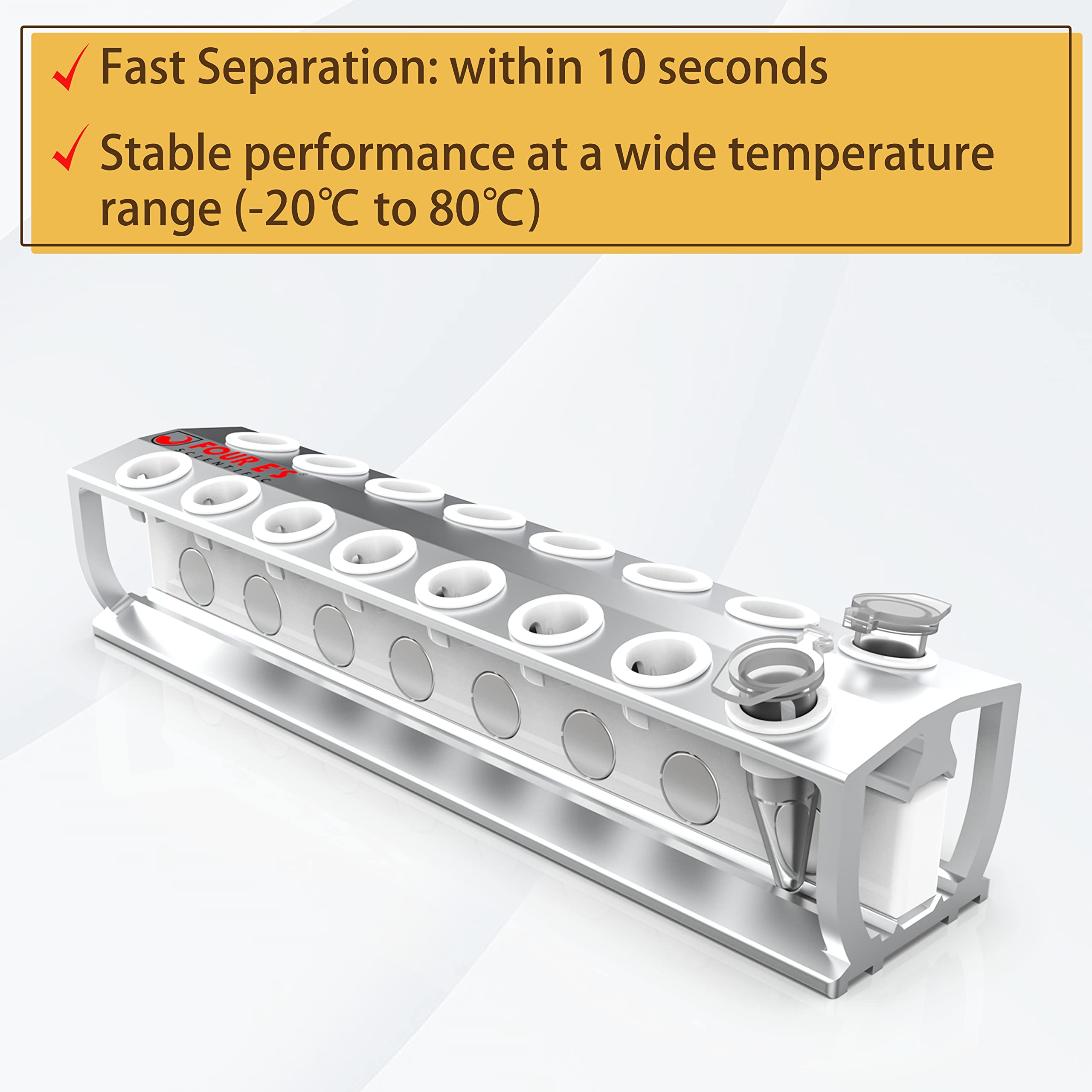 4E's USA Magnetic Bead Rack Separator for DNA - Magnetic Separator for Purification of DNA, RNA Holds 16 (1.5 mL) Eppendorf Tubes, Microcentrifuge Tubes - Model MRK100216