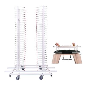 rotating spray rack & 30 door dry storage rack with wheels