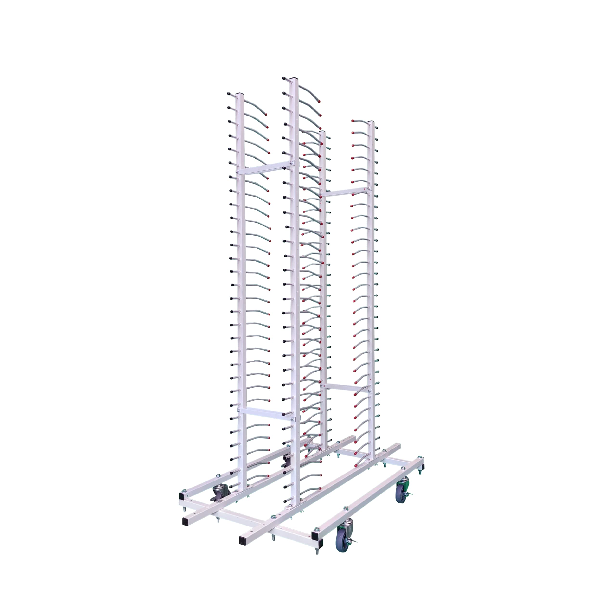 Rotating Spray Rack & 30 Door Dry Storage Rack With Wheels