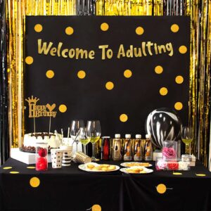 Welcome To Adulting Gold Glitter Banner – 18th and 21st Birthday Banner - Graduation Party Decorations Favors and Supplies