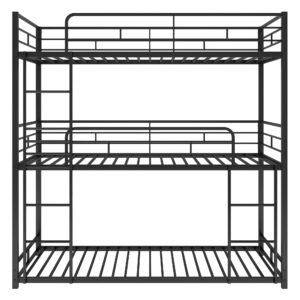 Bunk Beds, Twin Over Twin Over Twin Metal Bunk Bed, Triple Bunk Bed for Kids,Teens, Adults, Girls, Boys, Detachable BunkBed Can Be Divided into 3 Twin Beds,No Box Spring Need (Black)