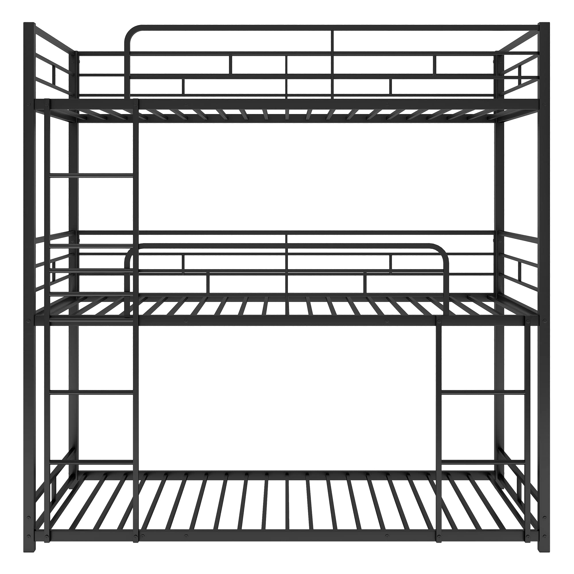 Bunk Beds, Twin Over Twin Over Twin Metal Bunk Bed, Triple Bunk Bed for Kids,Teens, Adults, Girls, Boys, Detachable BunkBed Can Be Divided into 3 Twin Beds,No Box Spring Need (Black)