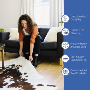 Cowhides Direct Genuine Cowhide Rug - Tricolor Cow Fur Rugs for Living Room, Bedroom & More - Authentic Cow Rug (7’x8’ Tricolor)