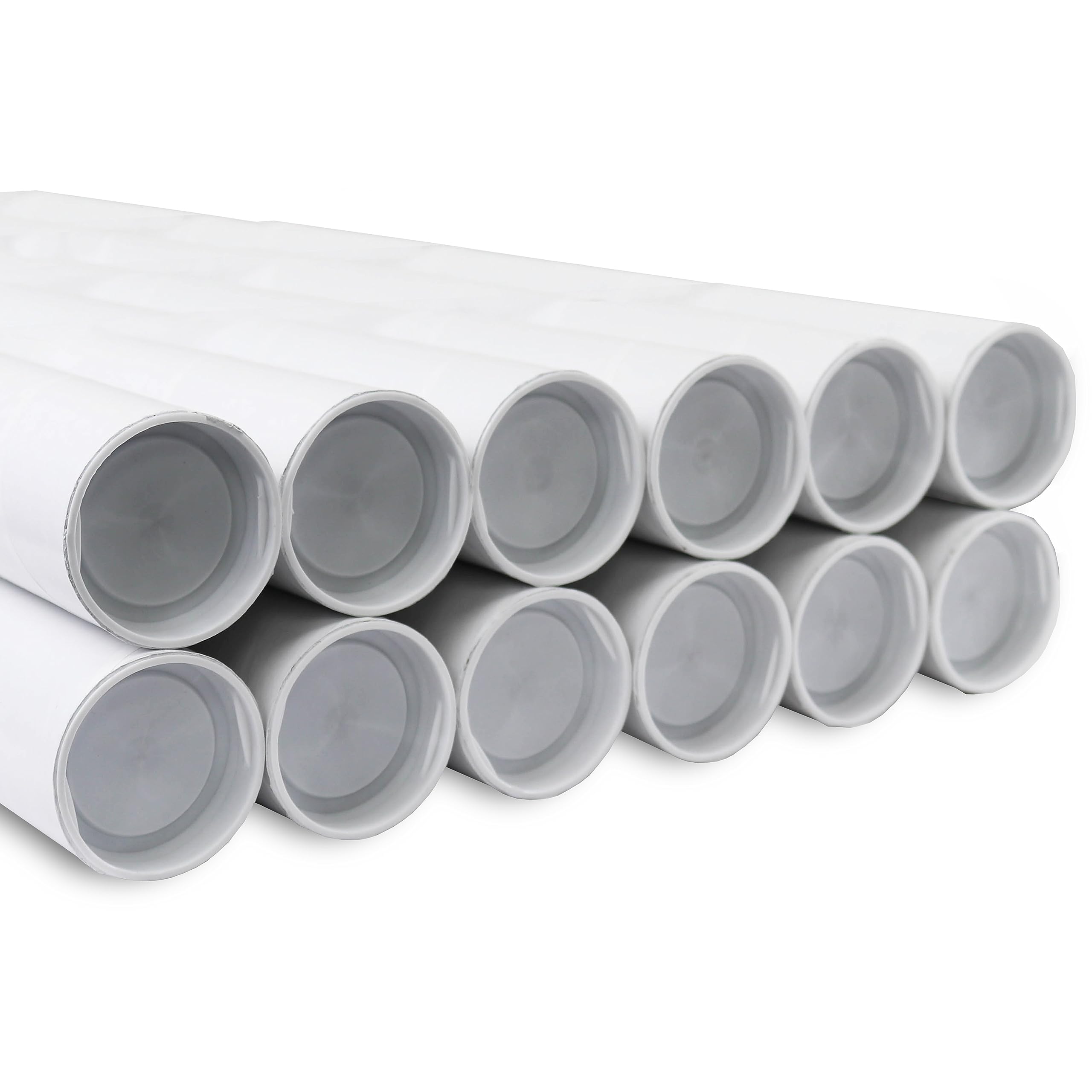 MagicWater Supply Mailing Tube - 1.5 in x 9 in - White - 12 Pack - for Shipping and Storage of Posters, Arts, Crafts, and Documents